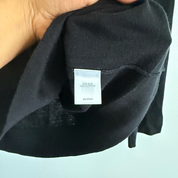J. Jill Black Silk Cotton Knit Blend V-Neck Long Sleeve Top size S Tall - Picture 5 of 6